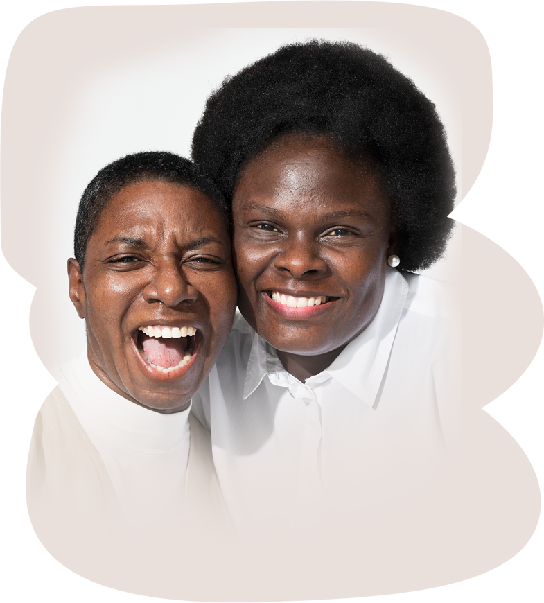 two women smiling